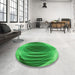 Round Patterned Green Rug in a Office, pat1844grn