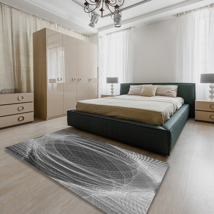 Round Machine Washable Transitional Gray Rug in a Office, wshpat1844gry