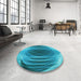 Round Patterned Dark Cyan Green Rug in a Office, pat1844lblu