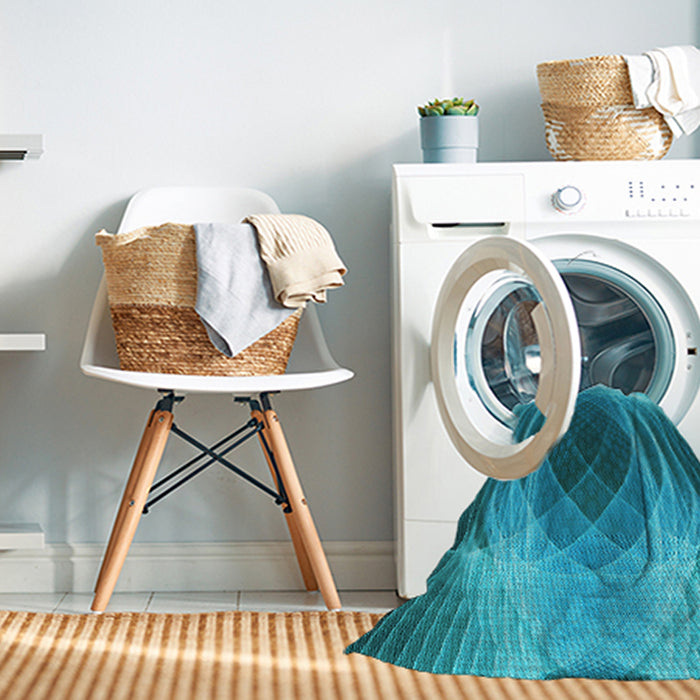 Machine Washable Transitional Dark Cyan Green Rug in a Washing Machine, wshpat1844lblu