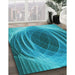 Patterned Dark Cyan Green Rug in Family Room, pat1844lblu