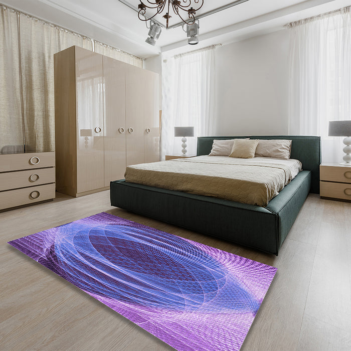 Patterned Amethyst Purple Rug in a Bedroom, pat1844pur