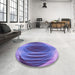 Round Patterned Amethyst Purple Rug in a Office, pat1844pur