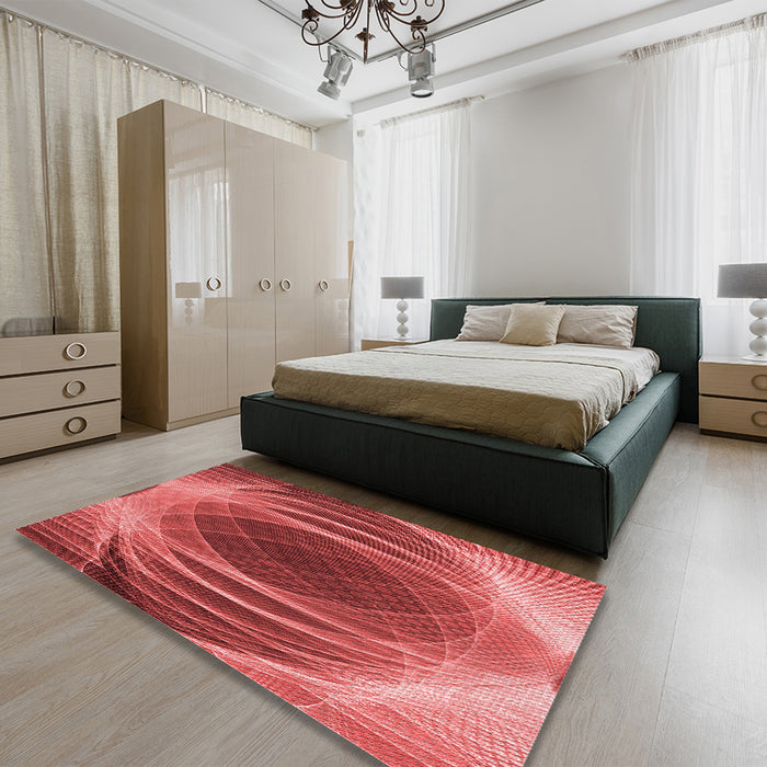 Patterned Red Rug in a Bedroom, pat1844rd