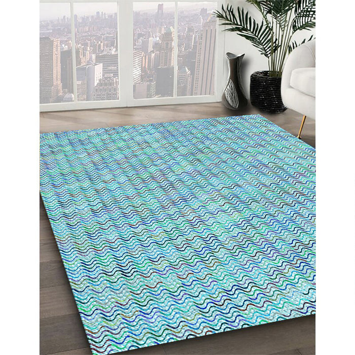 Machine Washable Transitional Blue Ivy Blue Rug in a Family Room, wshpat1845lblu