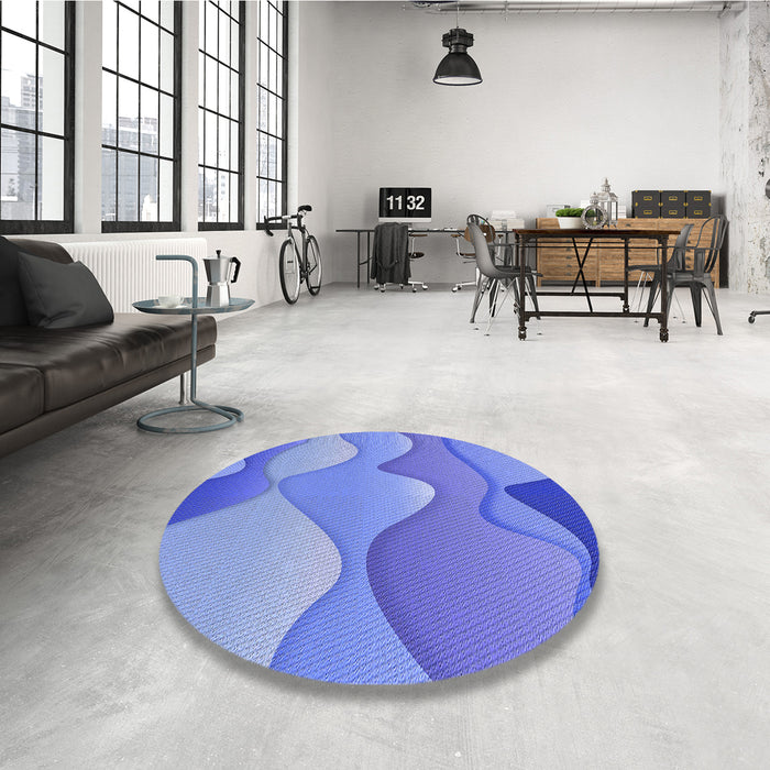 Round Patterned Sky Blue Rug in a Office, pat1846blu
