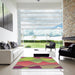 Machine Washable Transitional Green Rug in a Kitchen, wshpat1846brn