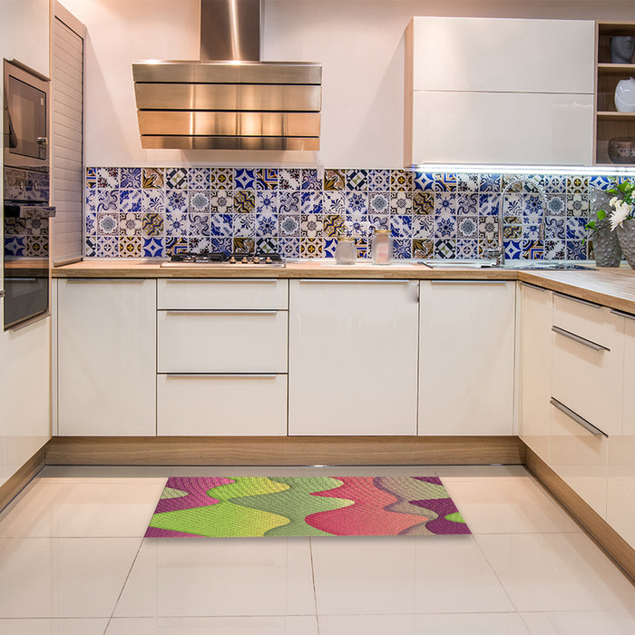 Patterned Green Rug in a Kitchen, pat1846brn