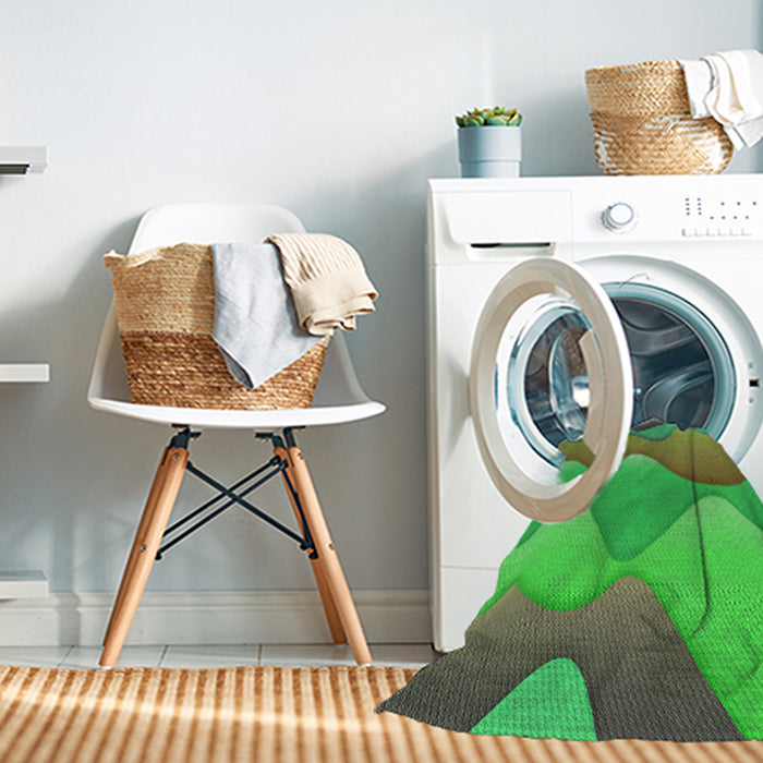 Machine Washable Transitional Olive Green Rug in a Washing Machine, wshpat1846grn