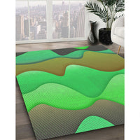 Patterned Olive Green Rug, pat1846grn