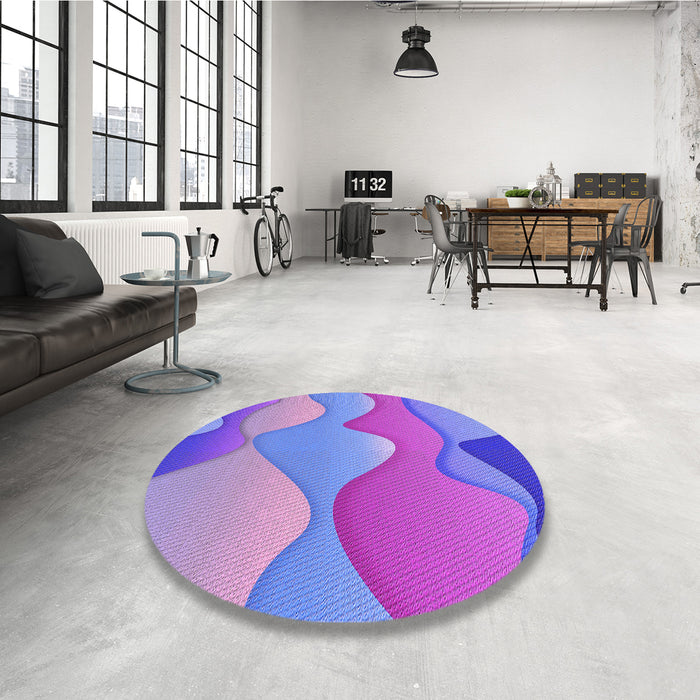 Round Patterned Purple Mimosa Purple Rug in a Office, pat1846pur