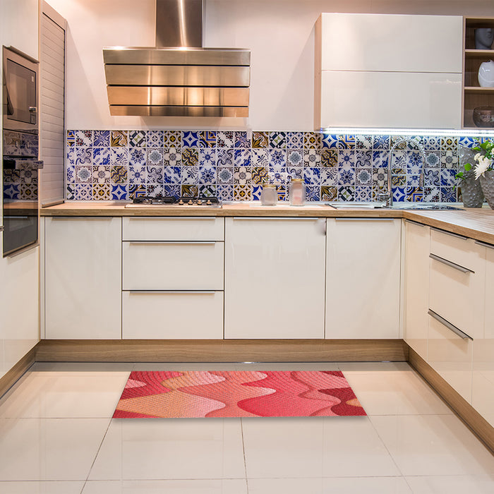Patterned Red Rug in a Kitchen, pat1846rd