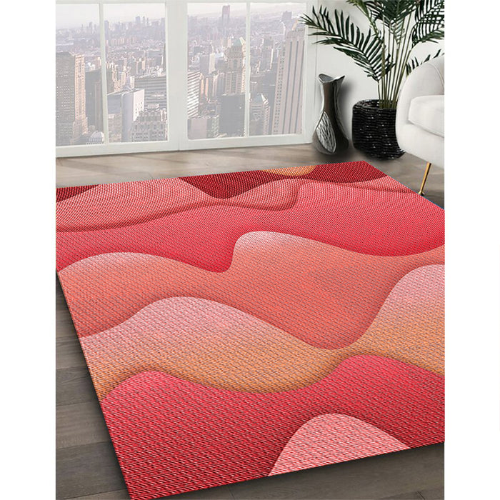 Patterned Red Rug in Family Room, pat1846rd