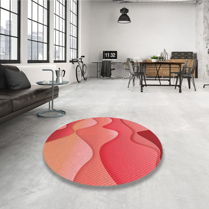 Round Patterned Red Rug in a Office, pat1846rd
