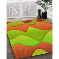 Patterned Orange Red Orange Rug, pat1846yw