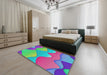 Machine Washable Transitional Dark Orchid Purple Rug in a Bedroom, wshpat1846