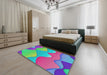 Patterned Dark Orchid Purple Modern Rug in a Bedroom, pat1846