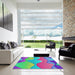 Square Machine Washable Transitional Dark Orchid Purple Rug in a Living Room, wshpat1846
