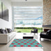 Square Patterned Sky Blue Novelty Rug in a Living Room, pat1847