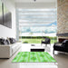 Machine Washable Transitional Green Rug in a Kitchen, wshpat1849grn