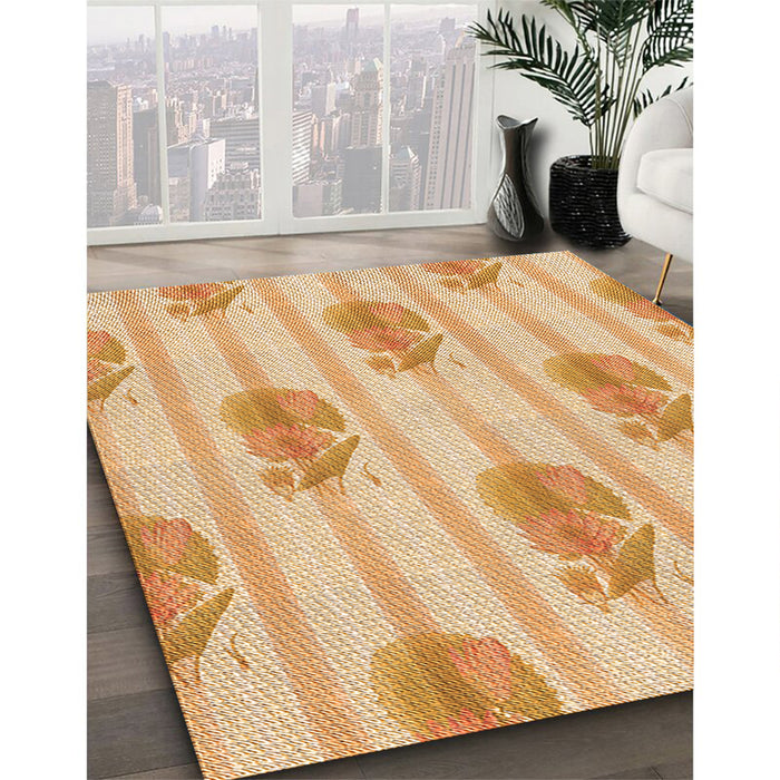 Patterned Orange Rug in Family Room, pat1849org