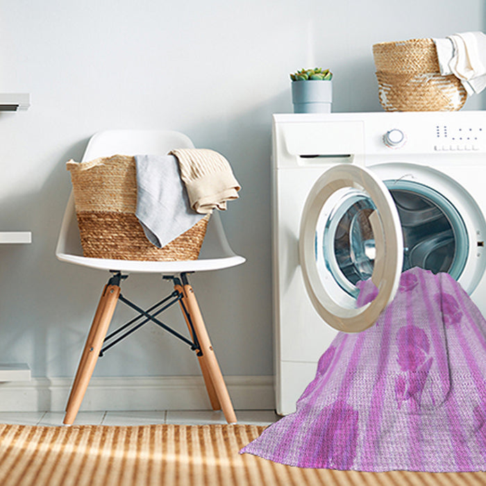 Machine Washable Transitional Blossom Pink Rug in a Washing Machine, wshpat1849pur