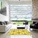 Square Patterned Bold Yellow Rug in a Living Room, pat1849yw