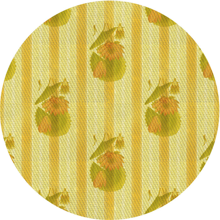 Square Machine Washable Transitional Bold Yellow Rug in a Living Room, wshpat1849yw