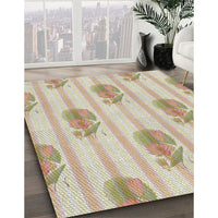 Patterned Dark Almond Brown Novelty Rug, pat1849