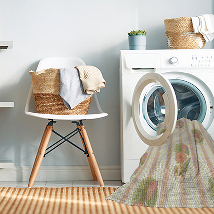 Machine Washable Transitional Dark Almond Brown Rug in a Washing Machine, wshpat1849