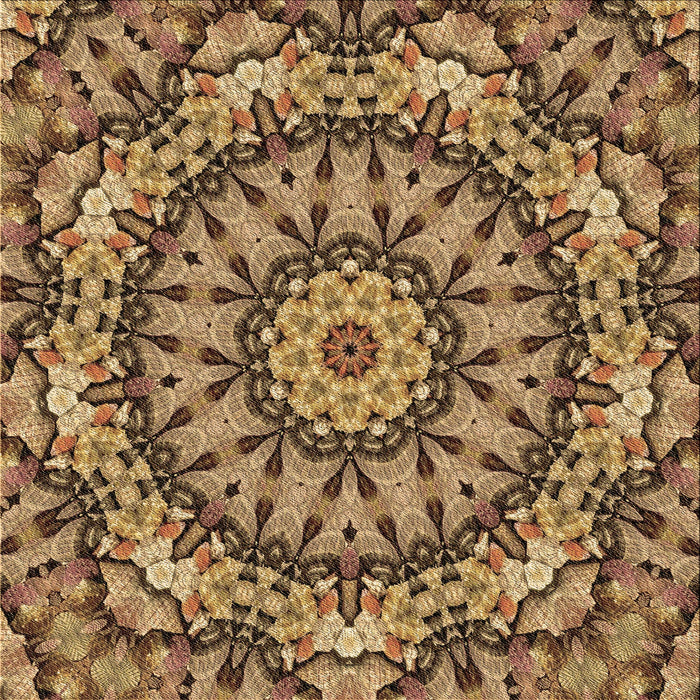 Round Patterned Golden Gold Rug, pat185brn