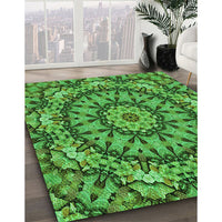 Patterned Neon Green Rug, pat185grn