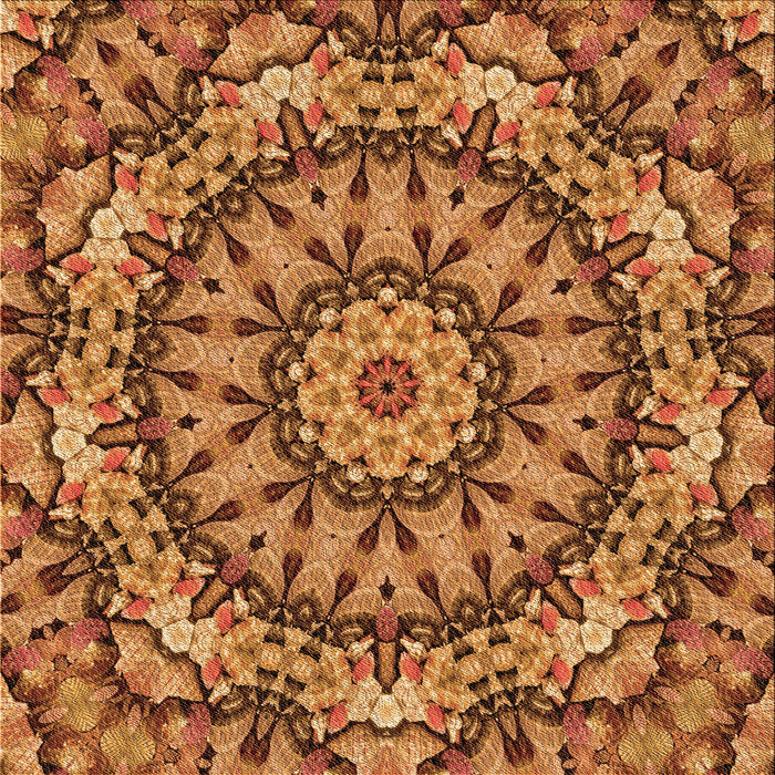 Round Patterned Orange Rug, pat185org