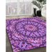 Patterned Dark Magenta Purple Rug in Family Room, pat185pur
