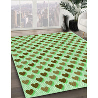 Patterned Olive Green Rug, pat1850grn