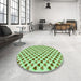 Round Patterned Olive Green Rug in a Office, pat1850grn