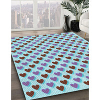 Patterned Slate Blue Grey Blue Rug, pat1850lblu