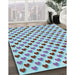 Patterned Slate Blue Grey Blue Rug in Family Room, pat1850lblu