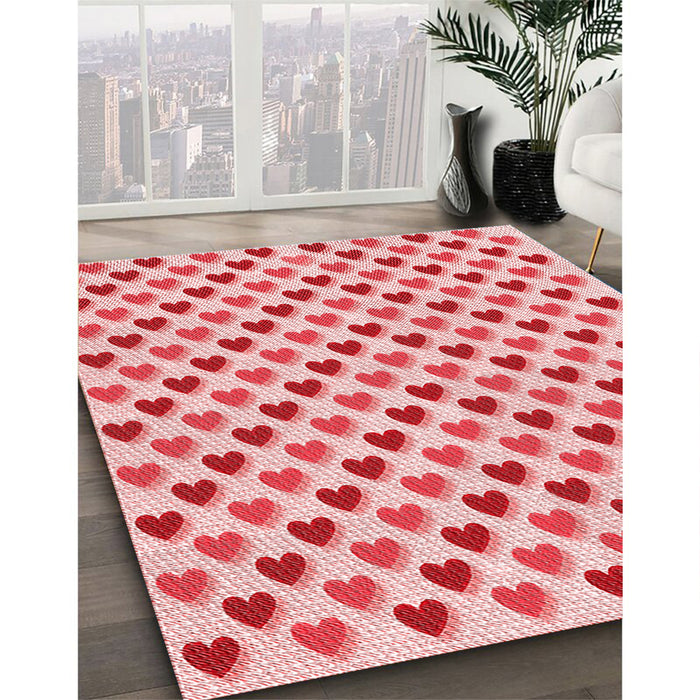 Machine Washable Transitional Deep Rose Pink Rug in a Family Room, wshpat1850rd
