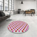 Round Machine Washable Transitional Pink Rug in a Office, wshpat1850