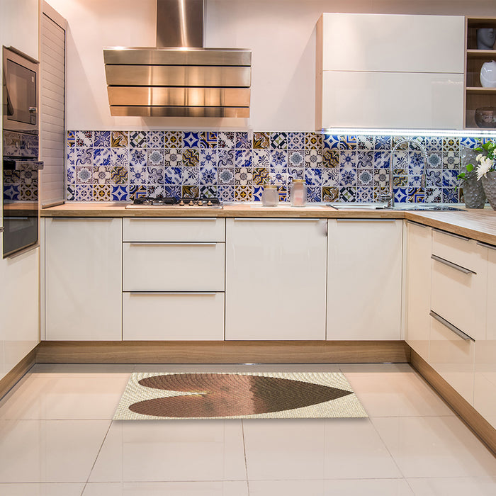 Patterned Saddle Brown Rug in a Kitchen, pat1851brn