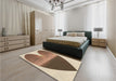 Patterned Saddle Brown Rug in a Bedroom, pat1851brn