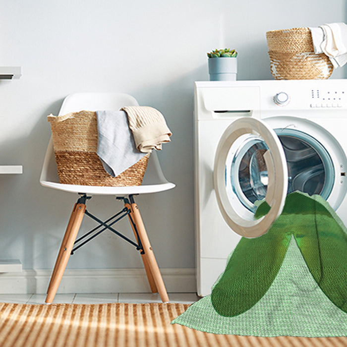 Machine Washable Transitional Pastel Green Rug in a Washing Machine, wshpat1851grn