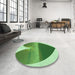 Round Patterned Pastel Green Rug in a Office, pat1851grn