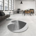 Round Patterned Ash Gray Rug in a Office, pat1851gry