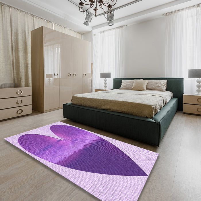 Patterned Blue Violet Purple Rug in a Bedroom, pat1851pur