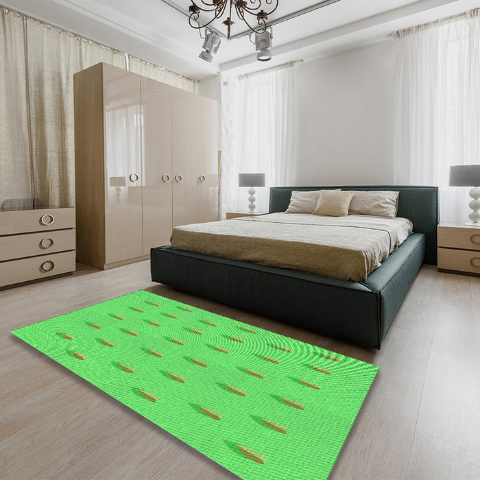 Patterned Neon Green Rug in a Bedroom, pat1852grn