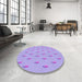 Round Patterned Purple Mimosa Purple Rug in a Office, pat1852pur