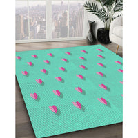 Patterned Mint Green Novelty Rug, pat1852