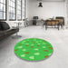 Round Patterned Lime Green Rug in a Office, pat1853grn